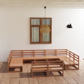 Juego de muebles de jardín 11 piezas madera maciza de pino by , Garden sets - Ref: Foro24-3076172, Price: 759,99 €, Discount: %