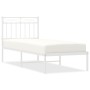 Estructura de cama de metal con cabecero blanco 75x190 cm de , Camas y somieres - Ref: Foro24-373730, Precio: 65,15 €, Descue...