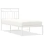 Metal bed frame with white headboard 75x190 cm by , Beds and slatted bases - Ref: Foro24-373730, Price: 63,83 €, Discount: %