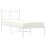 Estructura de cama de metal con cabecero blanco 75x190 cm de , Camas y somieres - Ref: Foro24-373730, Precio: 65,15 €, Descue...