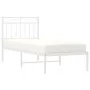 Metal bed frame with white headboard 75x190 cm by , Beds and slatted bases - Ref: Foro24-373730, Price: 63,83 €, Discount: %