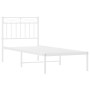 Estructura de cama de metal con cabecero blanco 75x190 cm de , Camas y somieres - Ref: Foro24-373730, Precio: 65,15 €, Descue...