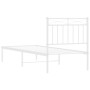 Estructura de cama de metal con cabecero blanco 75x190 cm de , Camas y somieres - Ref: Foro24-373730, Precio: 65,15 €, Descue...
