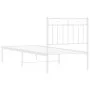Metal bed frame with white headboard 75x190 cm by , Beds and slatted bases - Ref: Foro24-373730, Price: 63,83 €, Discount: %