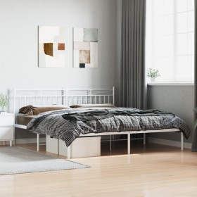 Metal bed frame with white headboard 183x213 cm by , Beds and slatted bases - Ref: Foro24-373745, Price: 101,87 €, Discount: %