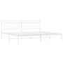 Bettgestell aus weißem Metall mit Kopfteil 200x200 cm von , Betten und Lattenroste - Ref: Foro24-373747, Preis: 109,46 €, Rab...