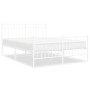 Bettgestell aus Metall mit Kopfteil und weißem Fußteil 140x190 cm von , Betten und Lattenroste - Ref: Foro24-373758, Preis: 9...