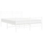 Bettgestell aus Metall mit Kopfteil und weißem Fußteil 140x190 cm von , Betten und Lattenroste - Ref: Foro24-373758, Preis: 9...