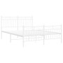 Bettgestell aus Metall mit Kopfteil und weißem Fußteil 140x190 cm von , Betten und Lattenroste - Ref: Foro24-373758, Preis: 9...