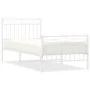 Metal bed frame with headboard and footboard white 90x200 cm by , Beds and slatted bases - Ref: Foro24-373751, Price: 92,03 €...