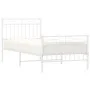 Metal bed frame with headboard and footboard white 90x200 cm by , Beds and slatted bases - Ref: Foro24-373751, Price: 92,03 €...