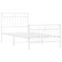Metal bed frame with headboard and footboard white 90x200 cm by , Beds and slatted bases - Ref: Foro24-373751, Price: 92,03 €...