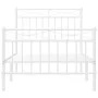 Metal bed frame with headboard and footboard white 90x200 cm by , Beds and slatted bases - Ref: Foro24-373751, Price: 92,03 €...