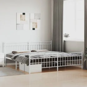 Metallbettgestell mit Kopf- und Fußteil weiß 193x203 cm von , Betten und Lattenroste - Ref: Foro24-373764, Preis: 122,78 €, R...