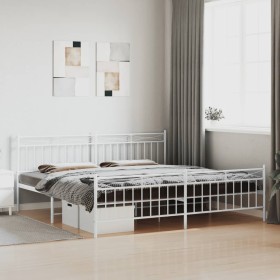 Metallbettgestell mit Kopf- und Fußteil weiß 193x203 cm von , Betten und Lattenroste - Ref: Foro24-373764, Preis: 124,64 €, R...