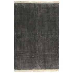 Alfombra de algodón Kilim 120x230 cm gris antracita