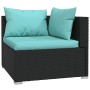 Set de muebles de jardín 4 pzas y cojines ratán sintético negro