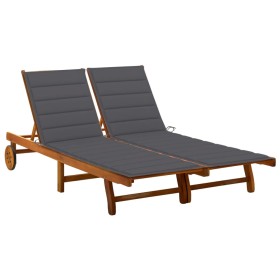 Tumbona de jardín 2 personas y cojines madera maciza de acacia by , Loungers - Ref: Foro24-3061374, Price: 410,44 €, Discount: %