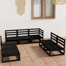 Garden furniture set 7 pieces black solid pine wood by , Garden sets - Ref: Foro24-3075423, Price: 493,47 €, Discount: %