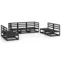 Garden furniture set 7 pieces black solid pine wood by , Garden sets - Ref: Foro24-3075423, Price: 493,46 €, Discount: %