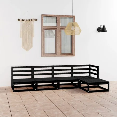 Juego de muebles de jardín 5 piezas negro madera maciza de pino de , Conjuntos de jardín - Ref: Foro24-3075518, Precio: 340,4...