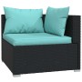 Set de muebles de jardín 5 pzas y cojines ratán sintético negro