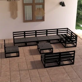 Gartenmöbel-Set 10-teilig, schwarzes massives Kiefernholz von , Gartensets - Ref: Foro24-3075643, Preis: 705,55 €, Rabatt: %