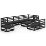 Garden furniture set 10 pieces black solid pine wood by , Garden sets - Ref: Foro24-3075643, Price: 705,49 €, Discount: %