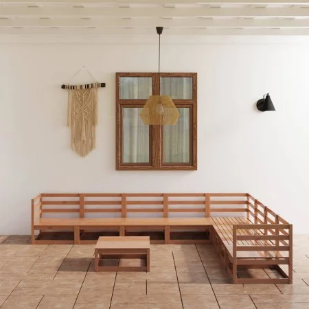 Muebles de jardín 9 piezas marrón miel madera maciza de pino de , Conjuntos de jardín - Ref: Foro24-3075842, Precio: 580,85 €...