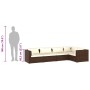 Set muebles de jardín 5 piezas y cojines ratán sintético marrón
