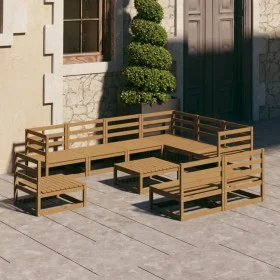Garden furniture 10 pieces and cushions honey brown pine wood by , Garden sets - Ref: Foro24-3075792, Price: 650,69 €, Discou...