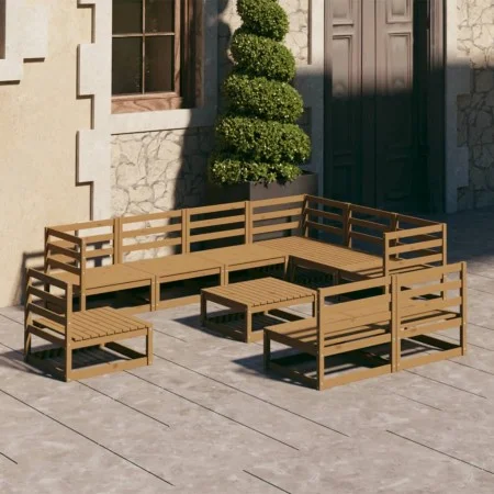 Garden furniture 10 pieces and cushions honey brown pine wood by , Garden sets - Ref: Foro24-3075792, Price: 650,69 €, Discou...