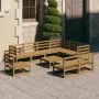 Garden furniture 10 pieces and cushions honey brown pine wood by , Garden sets - Ref: Foro24-3075792, Price: 650,69 €, Discou...