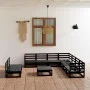 Juego de muebles de jardín 10 pzas y cojines negro madera pino de , Conjuntos de jardín - Ref: Foro24-3075863, Precio: 719,59...