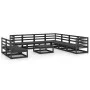 Juego de muebles de jardín 10 pzas y cojines negro madera pino de , Conjuntos de jardín - Ref: Foro24-3075863, Precio: 719,59...