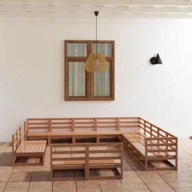 Garden furniture set 13 pieces solid honey brown pine wood by , Garden sets - Ref: Foro24-3075907, Price: 861,96 €, Discount: %