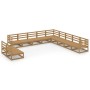 Garden furniture 11 pieces and cushions honey brown pine wood by , Garden sets - Ref: Foro24-3075877, Price: 756,61 €, Discou...