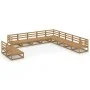Garden furniture 11 pieces and cushions honey brown pine wood by , Garden sets - Ref: Foro24-3075877, Price: 746,85 €, Discou...