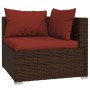 Set sofás de jardín 5 piezas y cojines ratán sintético marrón