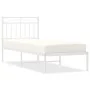 Metal bed frame with white headboard 80x200 cm by , Beds and slatted bases - Ref: Foro24-373731, Price: 67,38 €, Discount: %