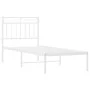 Metal bed frame with white headboard 80x200 cm by , Beds and slatted bases - Ref: Foro24-373731, Price: 67,38 €, Discount: %