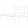 Metal bed frame with white headboard 80x200 cm by , Beds and slatted bases - Ref: Foro24-373731, Price: 67,38 €, Discount: %
