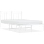 Metal bed frame with white headboard 120x200 cm by , Beds and slatted bases - Ref: Foro24-373738, Price: 83,37 €, Discount: %