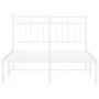Metal bed frame with white headboard 120x200 cm by , Beds and slatted bases - Ref: Foro24-373738, Price: 81,97 €, Discount: %