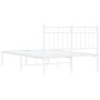 Metal bed frame with white headboard 120x200 cm by , Beds and slatted bases - Ref: Foro24-373738, Price: 83,37 €, Discount: %