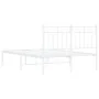 Metal bed frame with white headboard 120x200 cm by , Beds and slatted bases - Ref: Foro24-373738, Price: 81,97 €, Discount: %