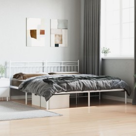 Estructura de cama de metal con cabecero blanco 180x200 cm