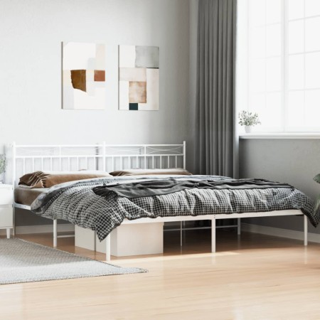 Bettgestell aus Metall mit weißem Kopfteil 193x203 cm von , Betten und Lattenroste - Ref: Foro24-373746, Preis: 104,41 €, Rab...