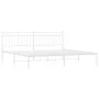 Estructura de cama de metal con cabecero blanco 193x203 cm de , Camas y somieres - Ref: Foro24-373746, Precio: 102,96 €, Desc...