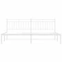 Estructura de cama de metal con cabecero blanco 193x203 cm de , Camas y somieres - Ref: Foro24-373746, Precio: 102,96 €, Desc...